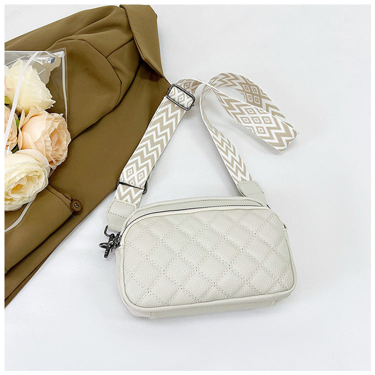 All-match Diamond Pattern Soft Leather Shoulder Messenger Bag