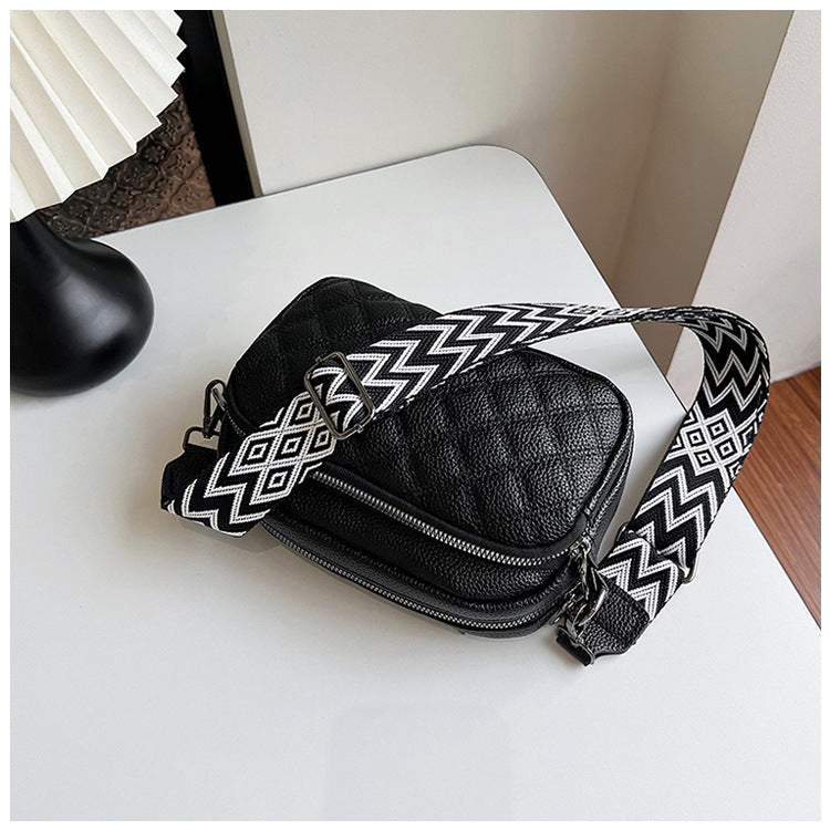 All-match Diamond Pattern Soft Leather Shoulder Messenger Bag