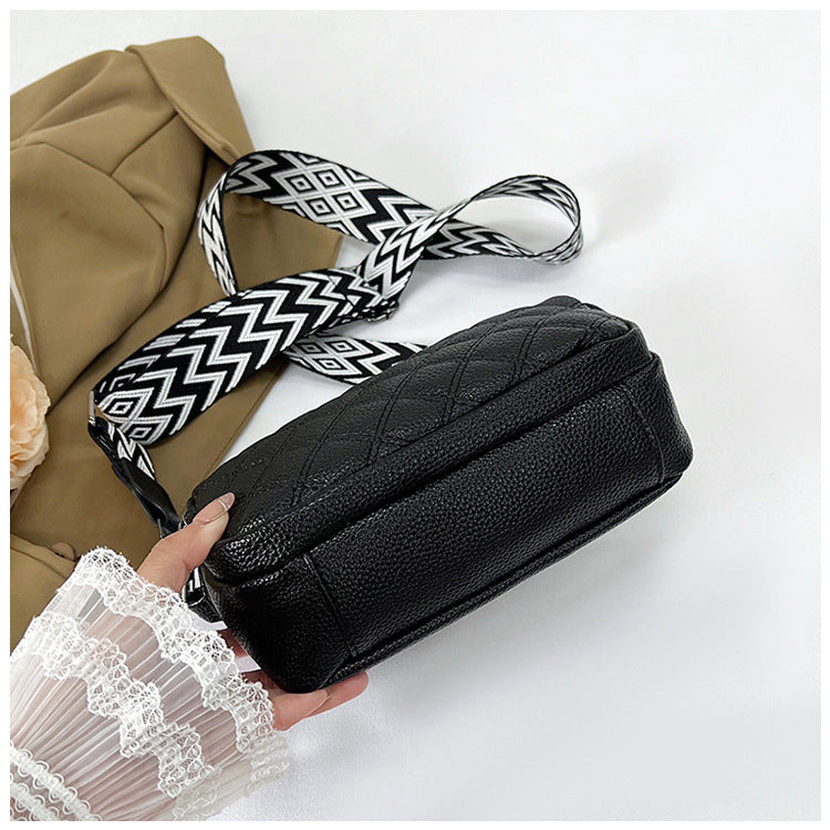 All-match Diamond Pattern Soft Leather Shoulder Messenger Bag
