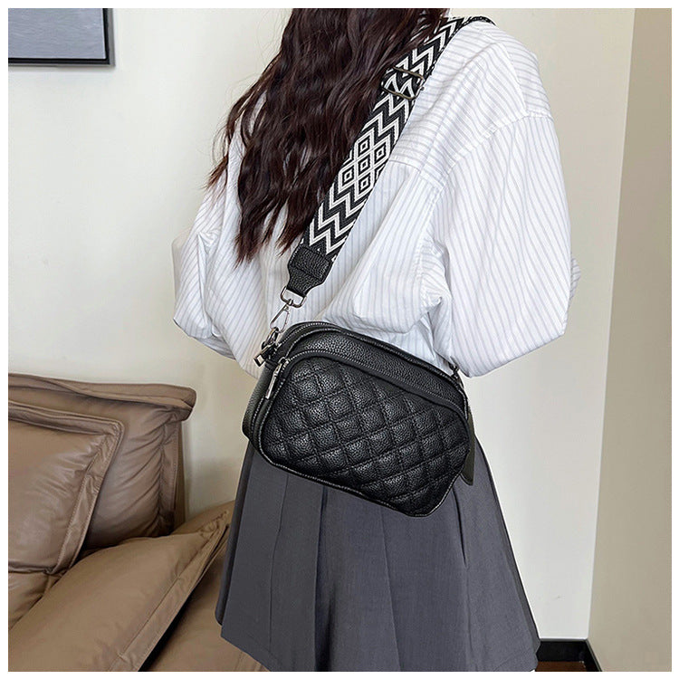 All-match Diamond Pattern Soft Leather Shoulder Messenger Bag