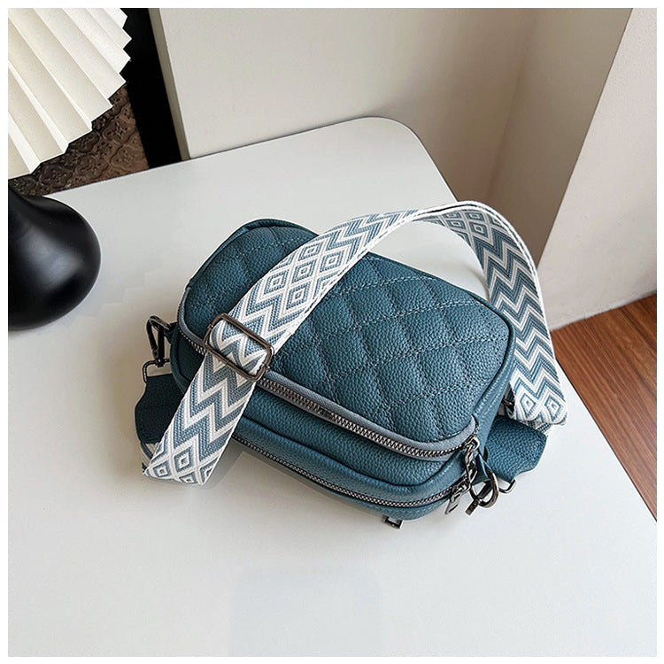 All-match Diamond Pattern Soft Leather Shoulder Messenger Bag