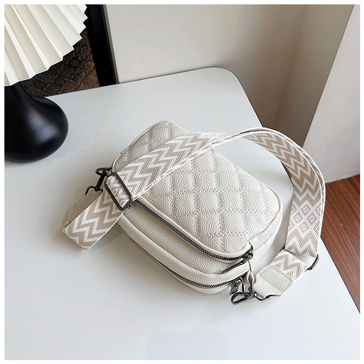 All-match Diamond Pattern Soft Leather Shoulder Messenger Bag
