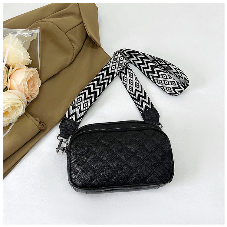 All-match Diamond Pattern Soft Leather Shoulder Messenger Bag