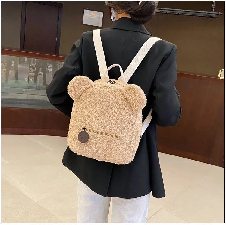 Bear Backpacks Portable Children Travel Shopping Rucksacks Women's Cute Bear Shaped Shoulder Backpack