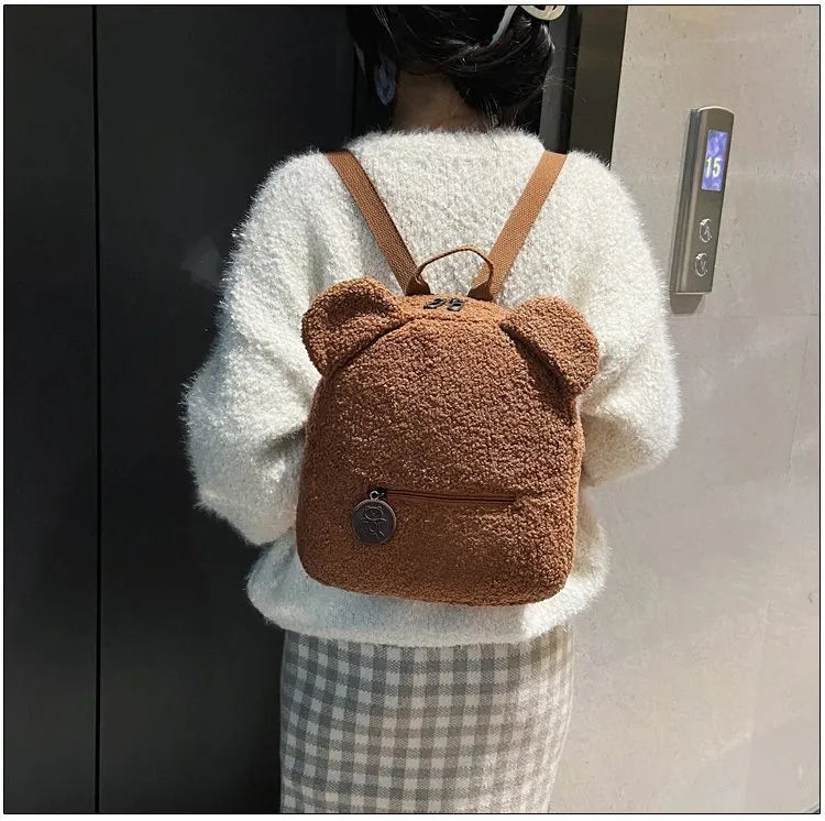 Bear Backpacks Portable Children Travel Shopping Rucksacks Women's Cute Bear Shaped Shoulder Backpack