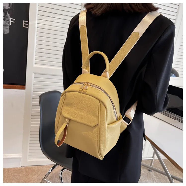 Fashion PU Backpack Soft Small Bags Women Cute Schoolbag Students