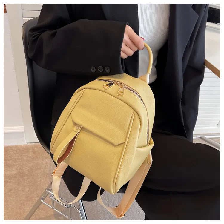 Fashion PU Backpack Soft Small Bags Women Cute Schoolbag Students