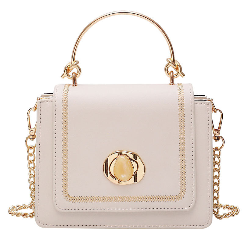 Sleek Metal-Lock Designer Shoulder Bag