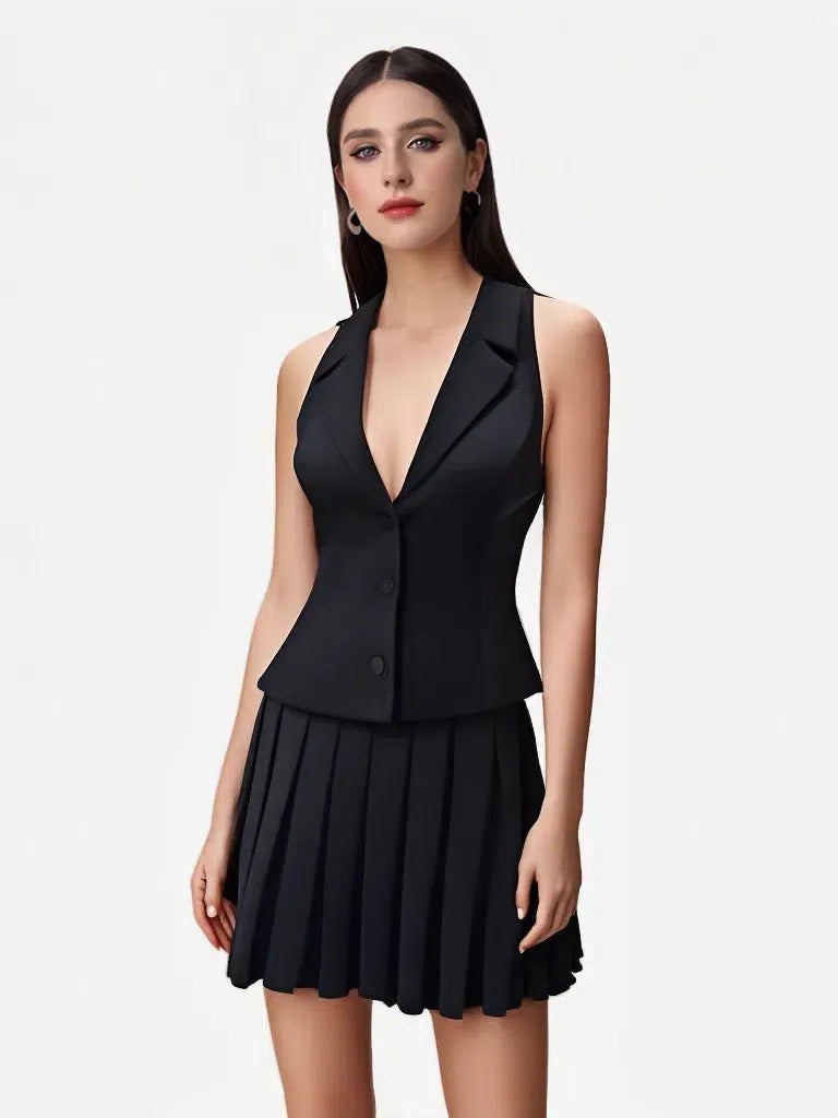 Women's Sleeveless Large Lapel Fashion Casual Set Two-piece Suit