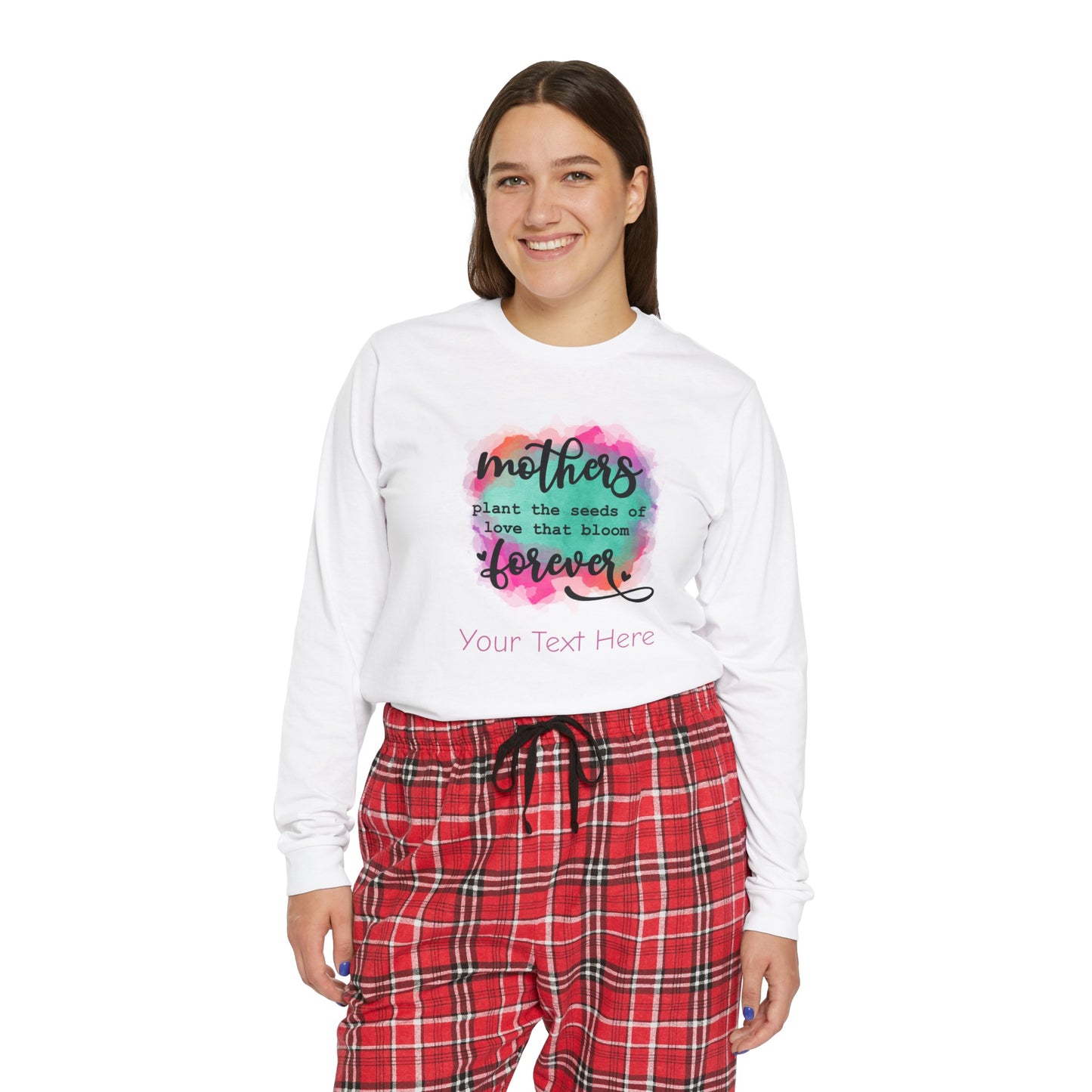 Women's Long Sleeve Pajama Set - Personalize With Colorful MOM Messages