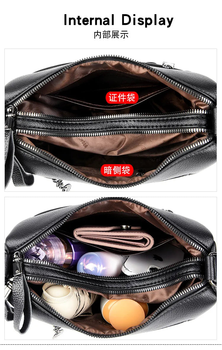 Middle-aged Mom Shoulder Simple All-matching Soft Leather Bag