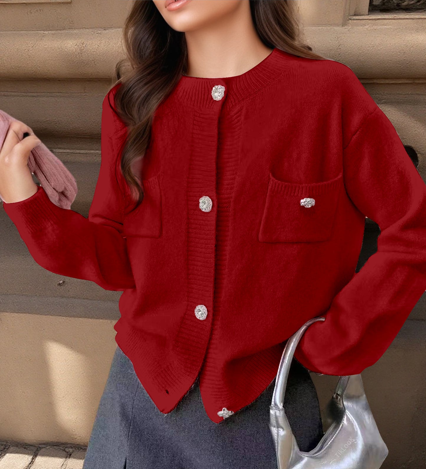 Women's Long-sleeved Knitted Cardigan Simple Coat