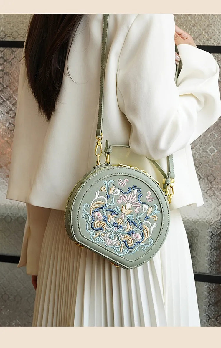 Literary Shoulder Bag National Style Small Crossbody Round Bag