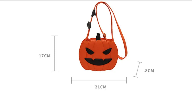 Halloween Bags Funny Pumpkin Cartoon Shoulder Crossbody Bag With Bat Creative Female Bag