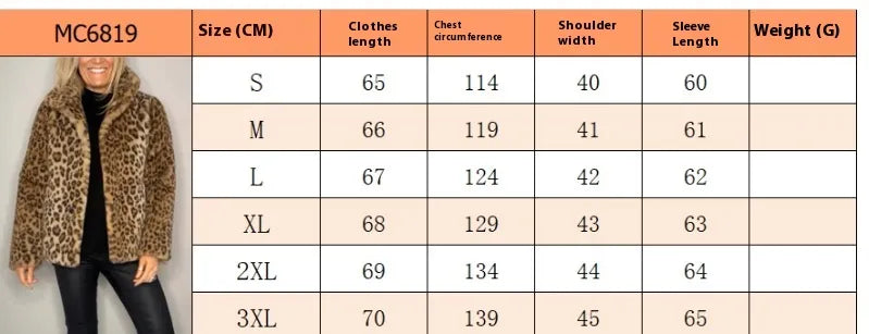 Winter New Women's Fashionable Leopard Print Lapel Faux Leather Woolen Top