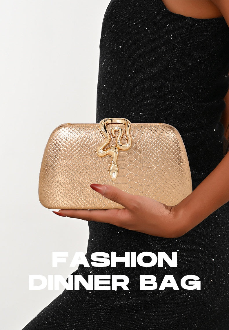 Womens Stylish Snake-Print Evening Tote With A Sophisticated European-American Flair