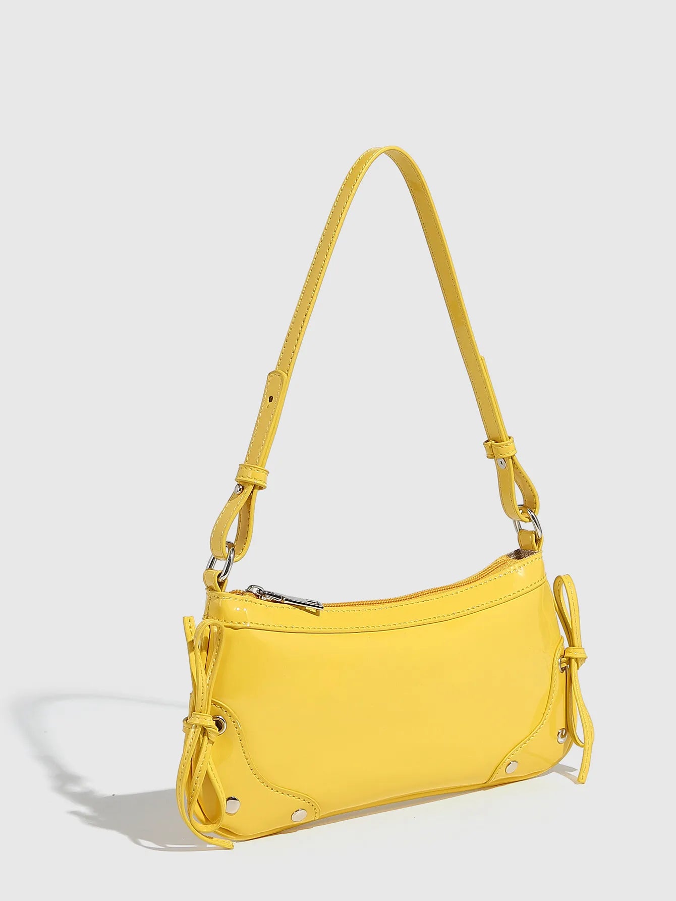 Solid Color Underarm Bag Shoulder Bag Double Bow Small Square Bag