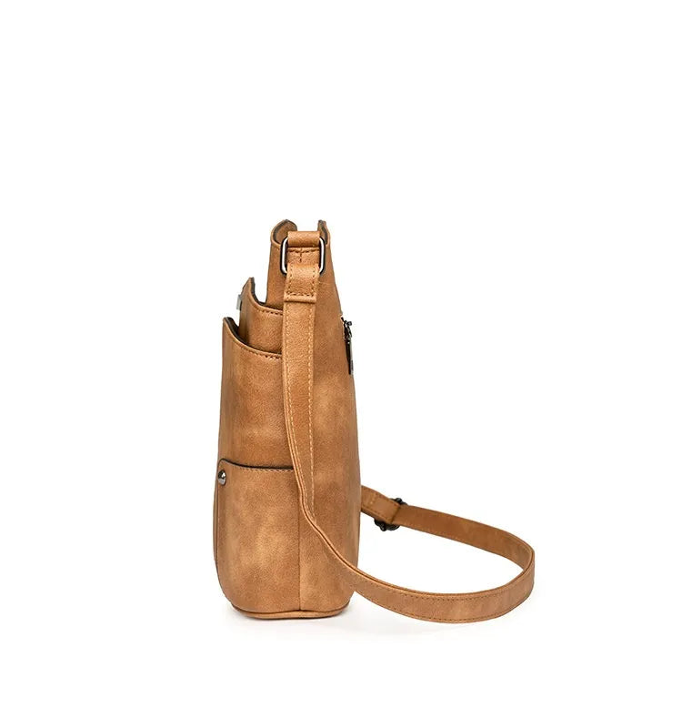 Retro Multi-layer PU Bag Women's Simple High-grade Crossbody