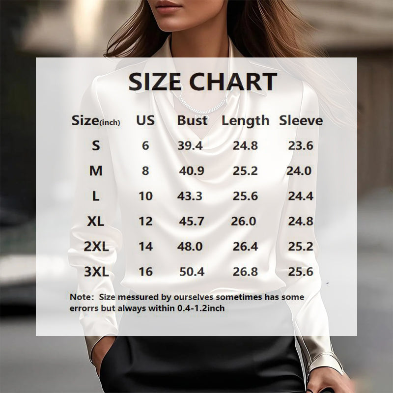 Women's Elegant Long Sleeve Blouse - Solid Color Lapel Top With Ruched Chest Detail Office & Casual Wear For Spring Fall