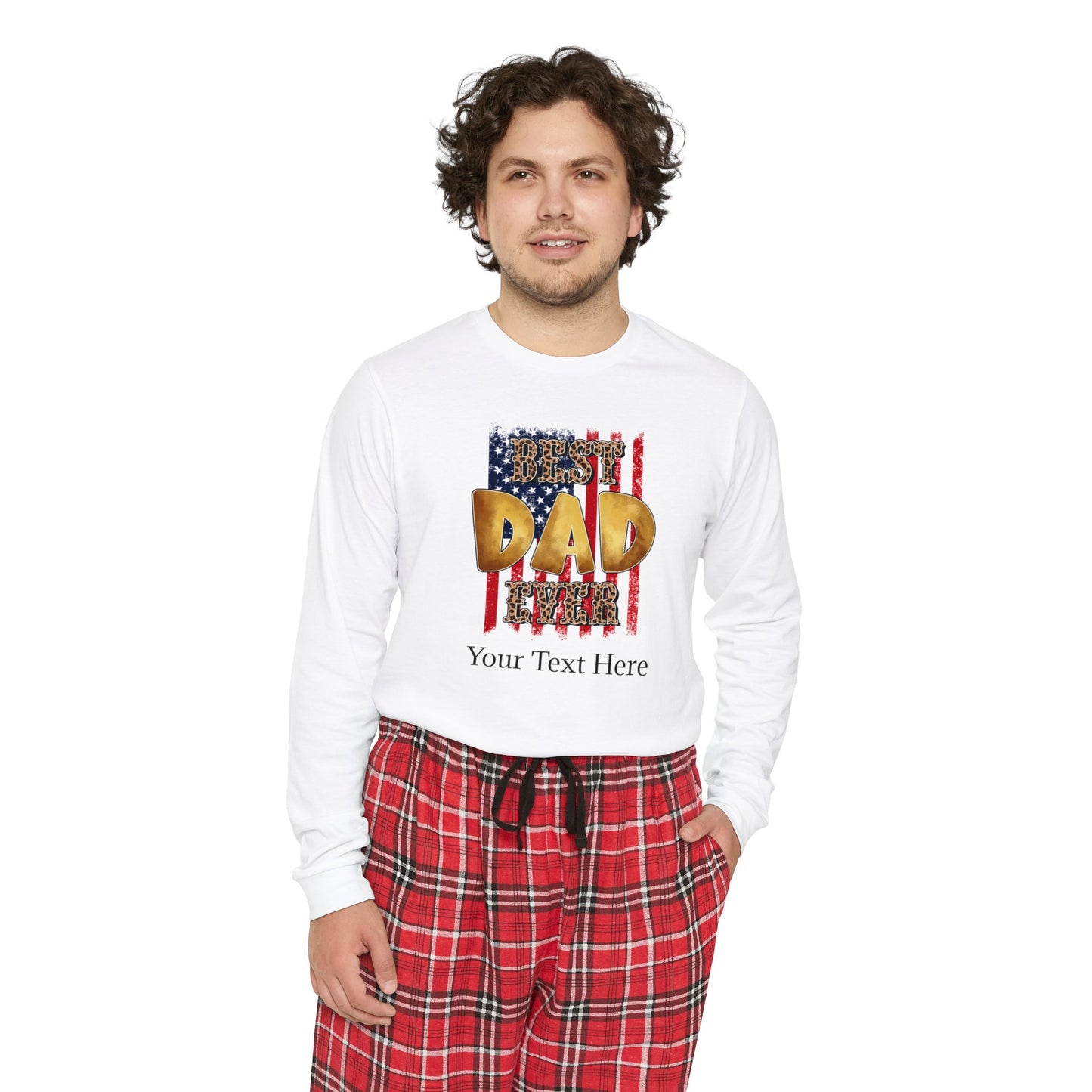 Men's Long Sleeve Pajama Set - Personalize With DAD Messages