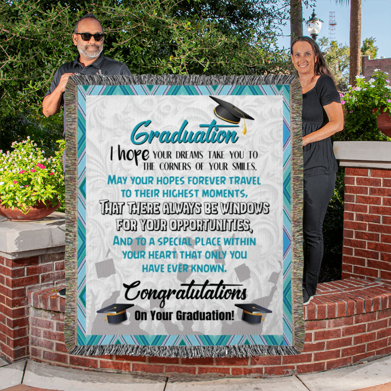 Heirloom Woven Blanket (Portrait)- Custom With Graduation Designs