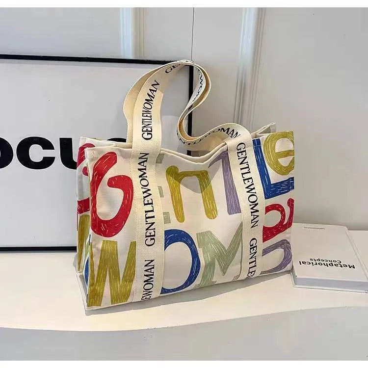 Large Capacity Canvas Women's Travel Tote Portable Shopping Bag