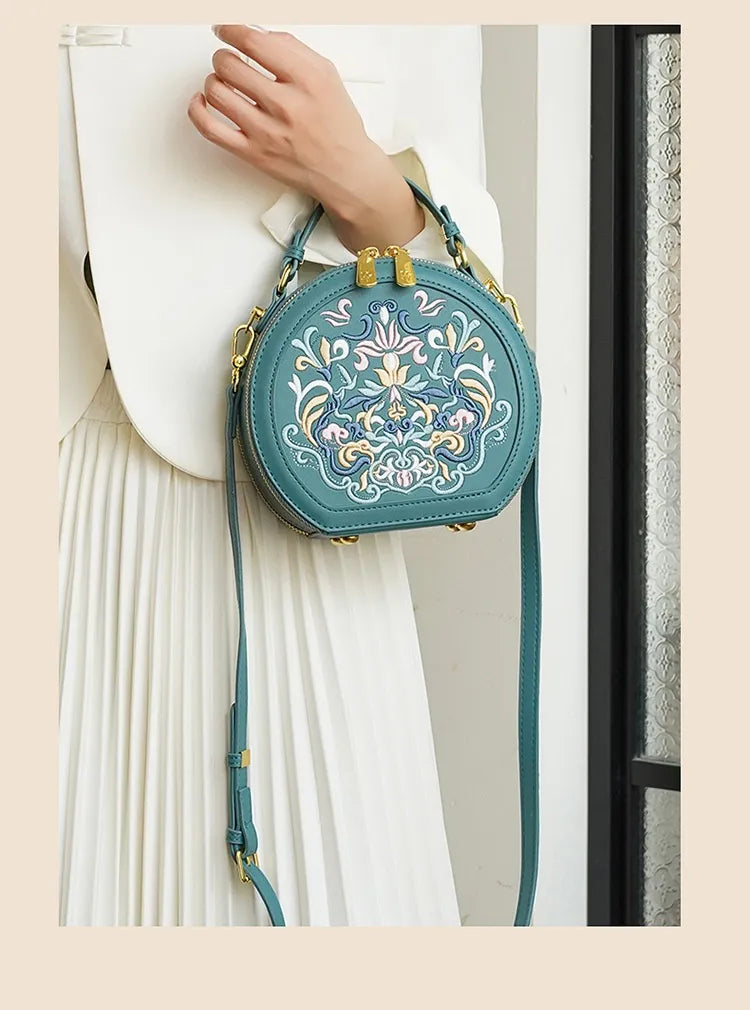Literary Shoulder Bag National Style Small Crossbody Round Bag