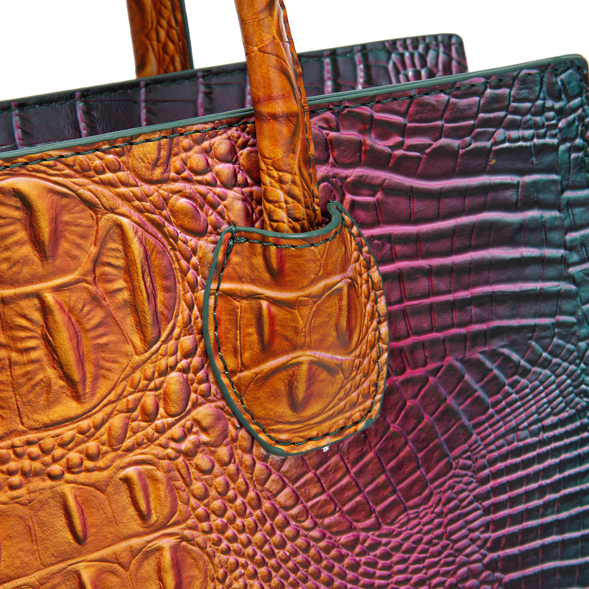 Womens Crossbody Tote Bag  With Vibrant Crocodile-Grain Design