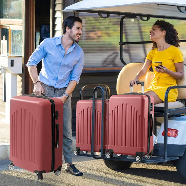 Curved Vertical Stripe 4-in-1 Trolley Case 16in 20in 24in 28in ABS Aluminum Alloy Tie Rod- FREE USA SHIPPING