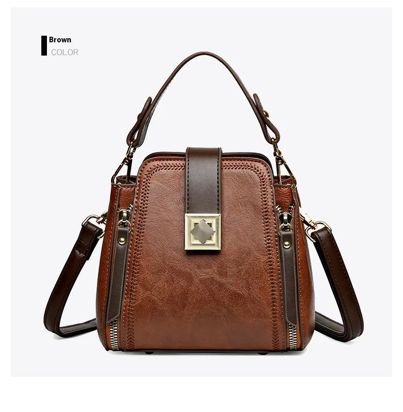 Women's Retro Easy Matching Soft Leather Textured Handbag Shoulder Crossbody