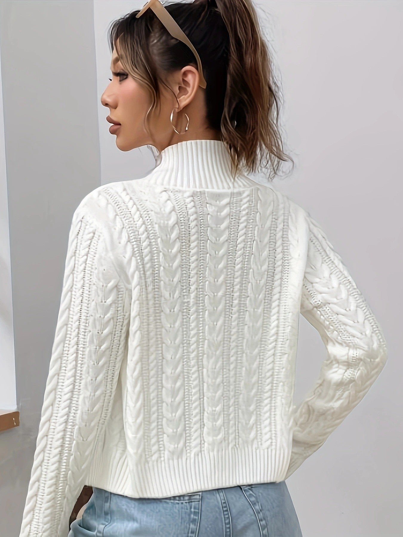 Short Retro Hemp Pattern Double-headed Zipper And Lapel Sweater Coat