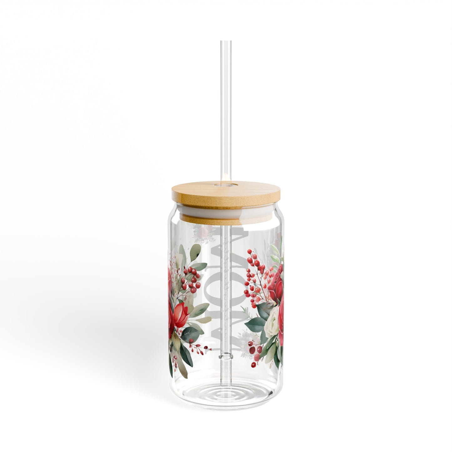 Sipper Glass, 16oz - Personalize With Floral MOM Designs