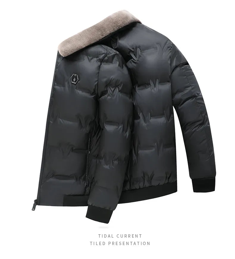 Winter Cotton-padded Coat Men's Short Fur Collar All-matching Warm