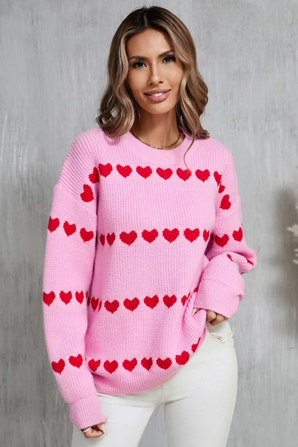 Heart and Angel Wings Round Neck Sweater