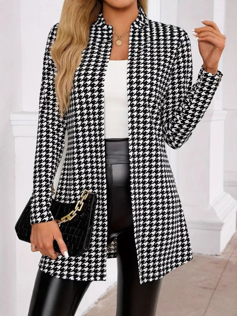 Spring And Autumn Two Seasons Women's Printed Coat Round Neck Small Suit