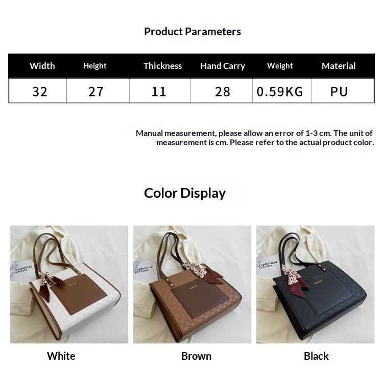 Womens Large-Capacity Commuter Shoulder Bag