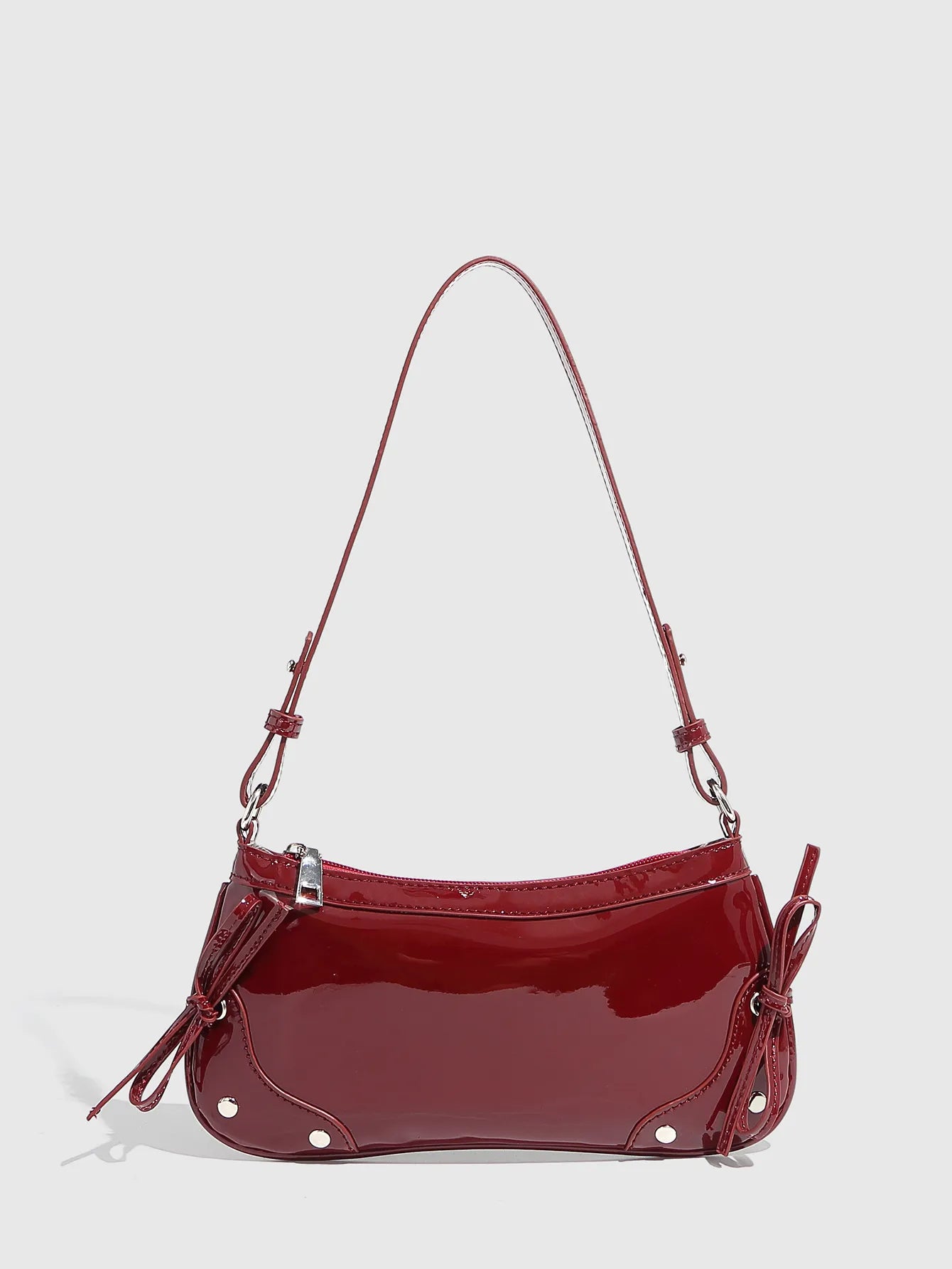 Solid Color Underarm Bag Shoulder Bag Double Bow Small Square Bag