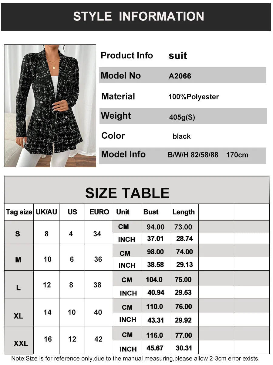 Plaid Slim Fit Elegant Graceful Women's Coat