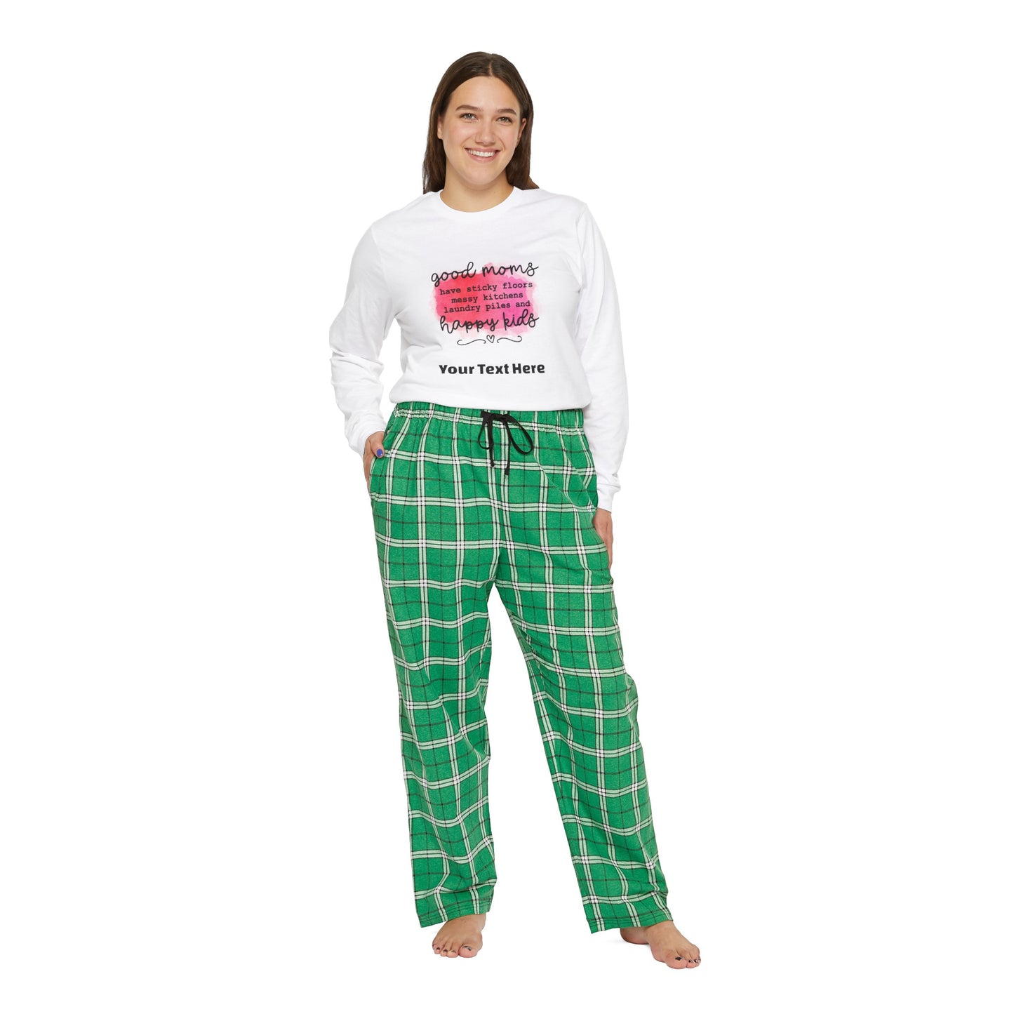 Women's Long Sleeve Pajama Set - Personalize With Colorful MOM Messages