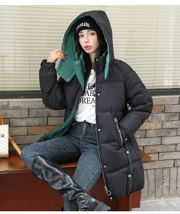 Winter Loose Down Cotton-padded Coat Women's Coat Mid-length Thickened