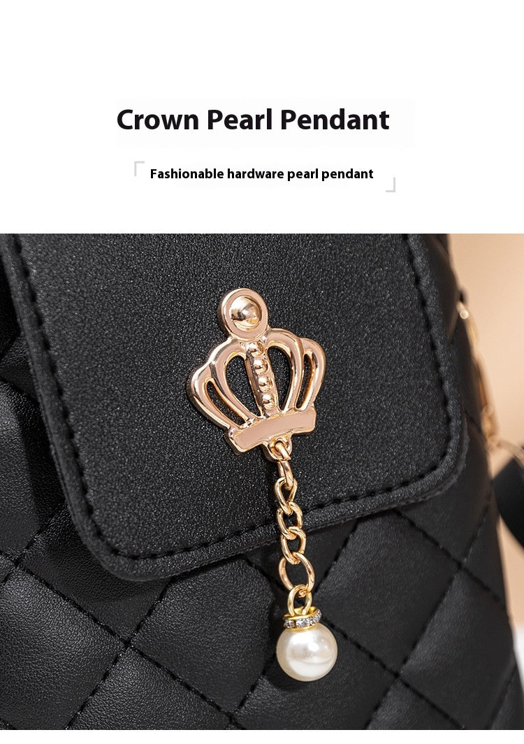 Simple All-match Messenger Bag Pearl Vertical Model In Square Shape