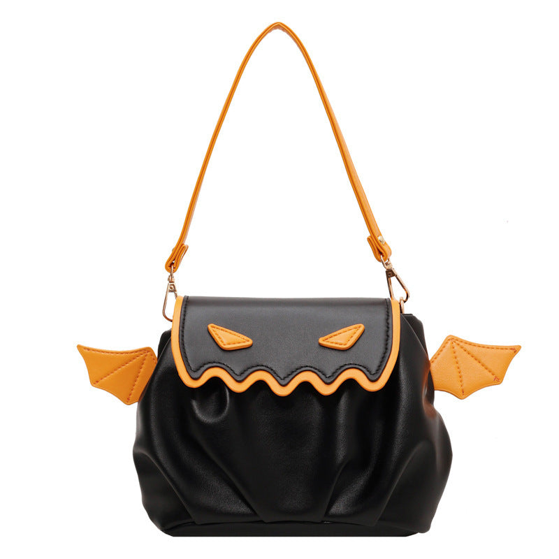 Funny Crossbody Bag Halloween Pumpkin Cartoon Shoulder Bags With Small Wings Creative Female Handbag