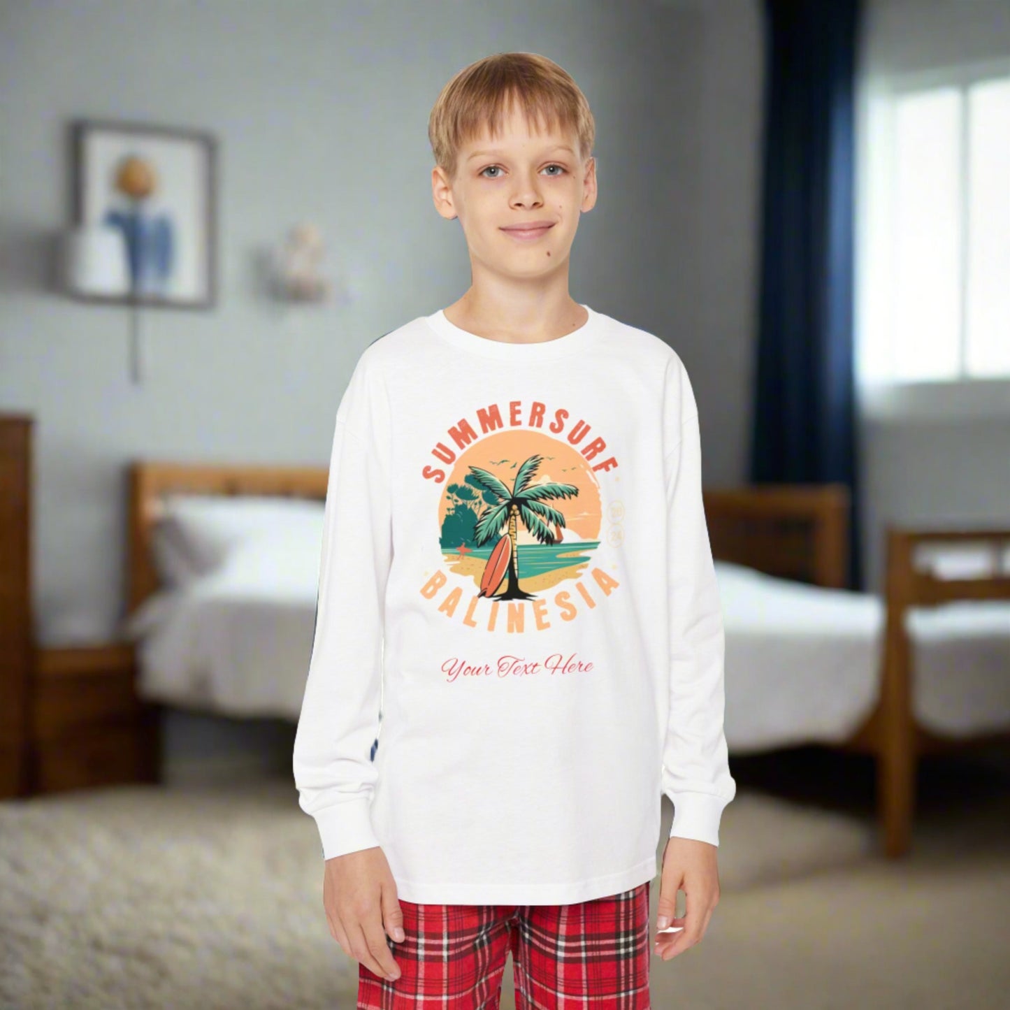 Youth Long Sleeve Holiday Outfit Set - Personalize With Beach Themes