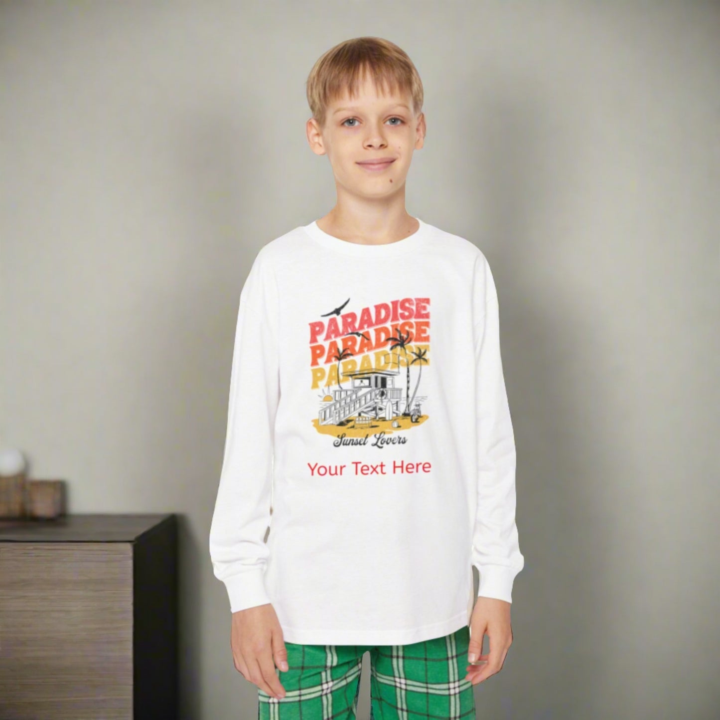 Youth Long Sleeve Holiday Outfit Set - Personalize With Beach Themes