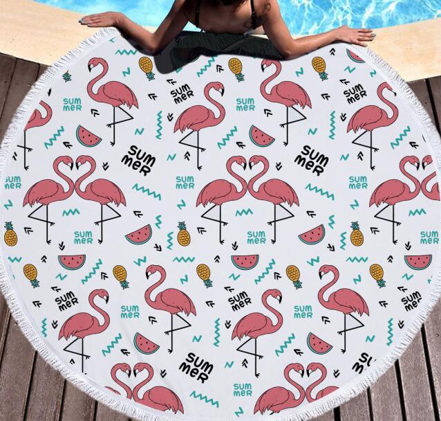 Flamingo round beach towel