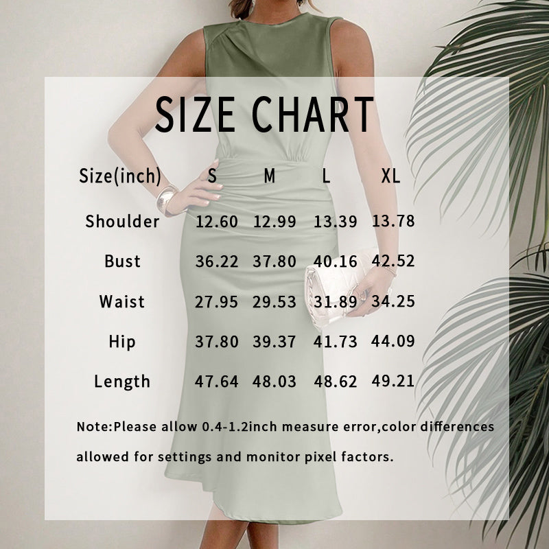 Women's Summer Sleeveless Tank Dress Crew Neck Slim Fit Ruched Bodycon Dress Casual Party Club Dress-FREE USA SHIPPING