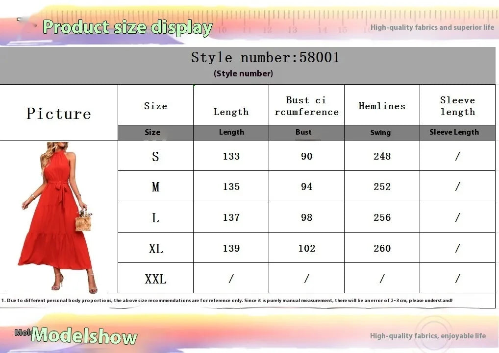 Halter Lace-up Casual Loose Stitching Dress