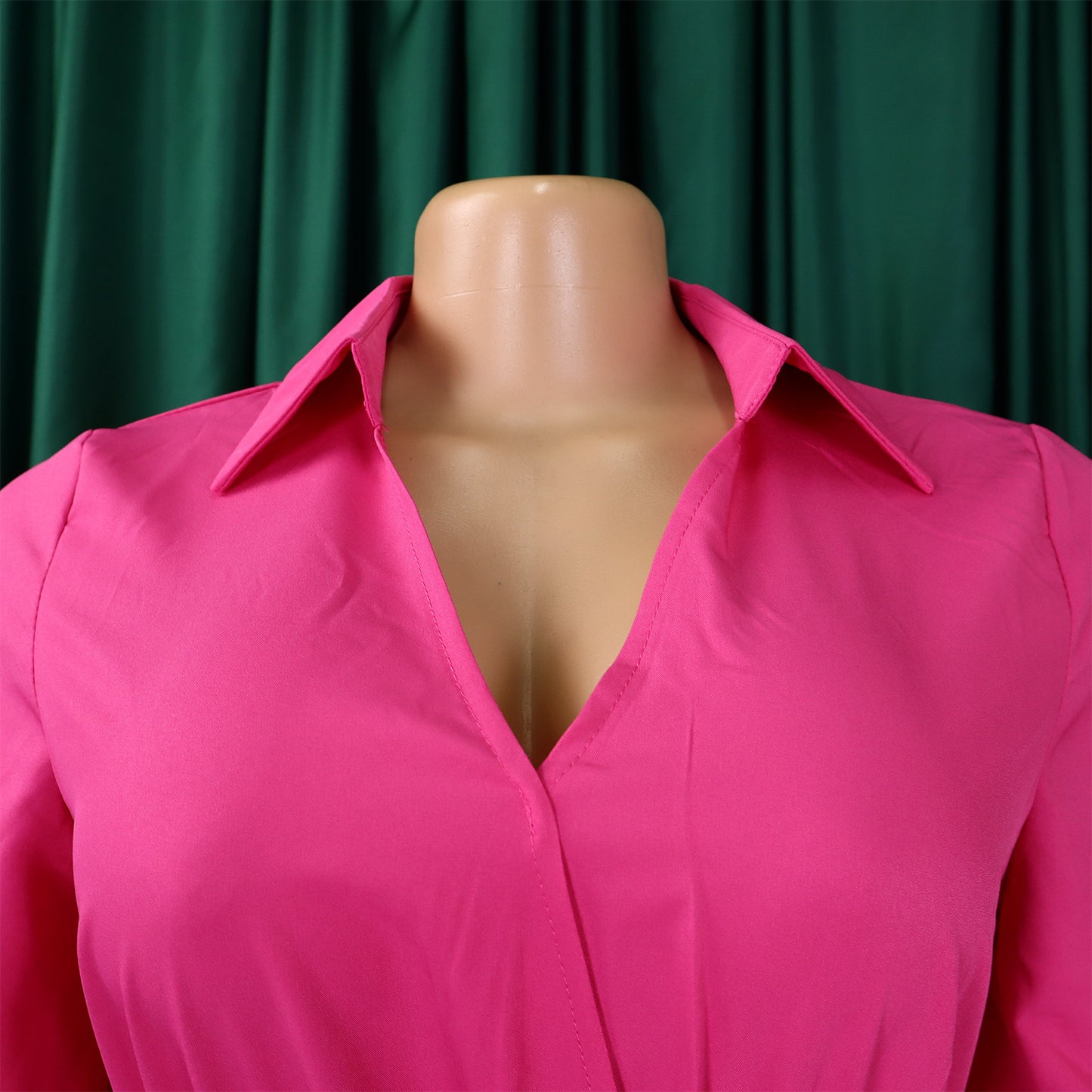 Autumn And Winter New Elegant Polo Collar Solid Color Large Swing Pleated Dress