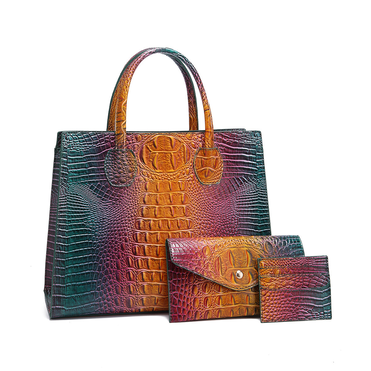 Womens Crossbody Tote Bag  With Vibrant Crocodile-Grain Design