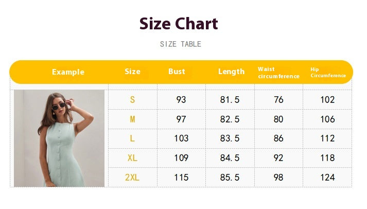 Women's Solid Color Temperament Breasted Sleeveless Dress